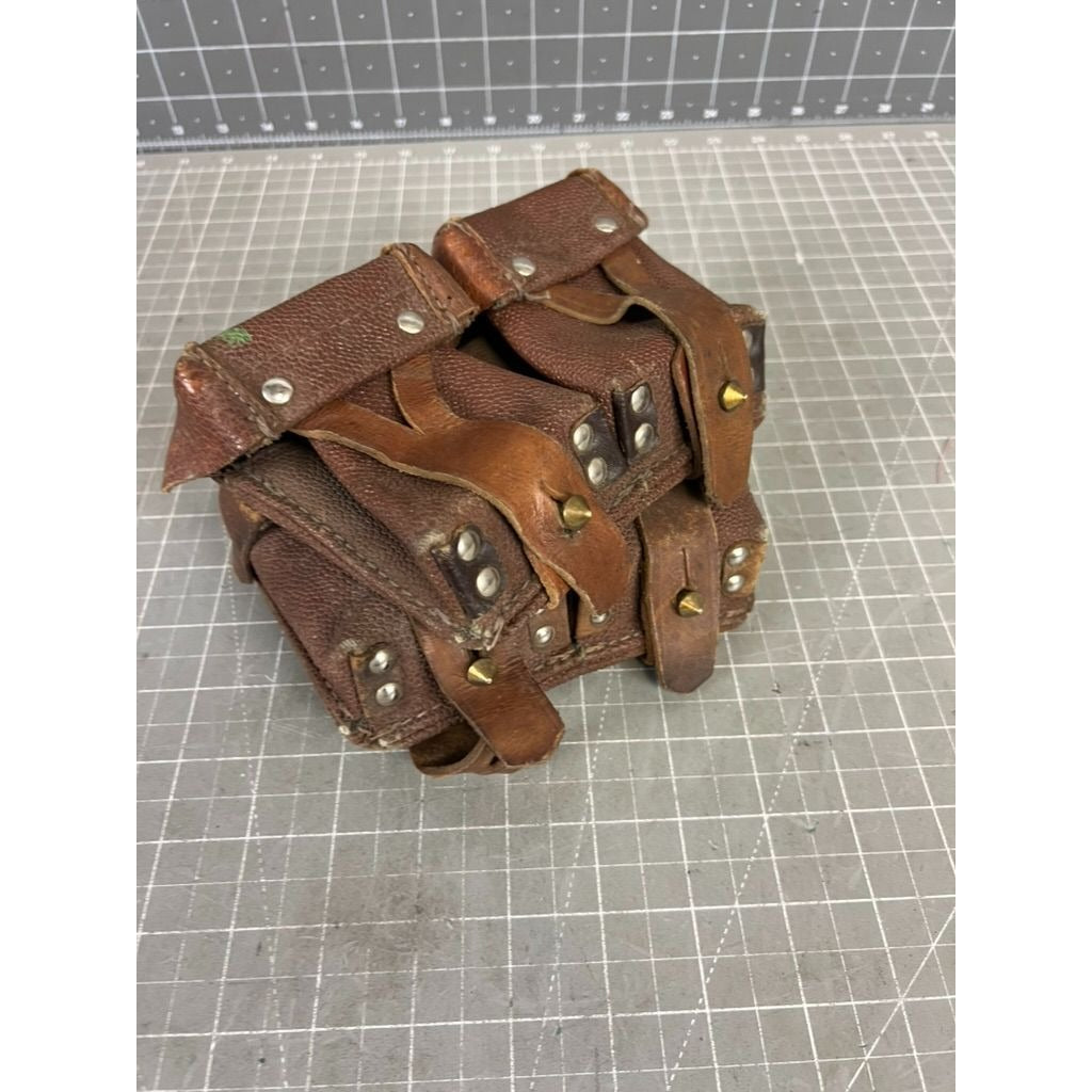 Russian Mosin Nagant Ammo Pouch Soviet Army Surplus 2-Pair Leather Canvas Vintage Military Gear