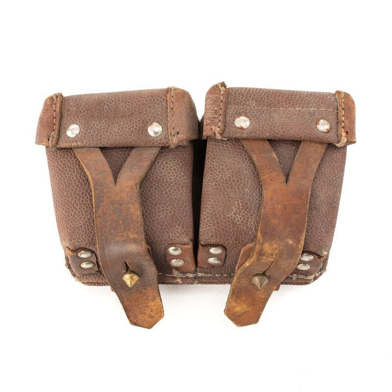 Russian Mosin Nagant Ammo Pouch Soviet Army Surplus 2-Pair Leather Canvas Vintage Military Gear