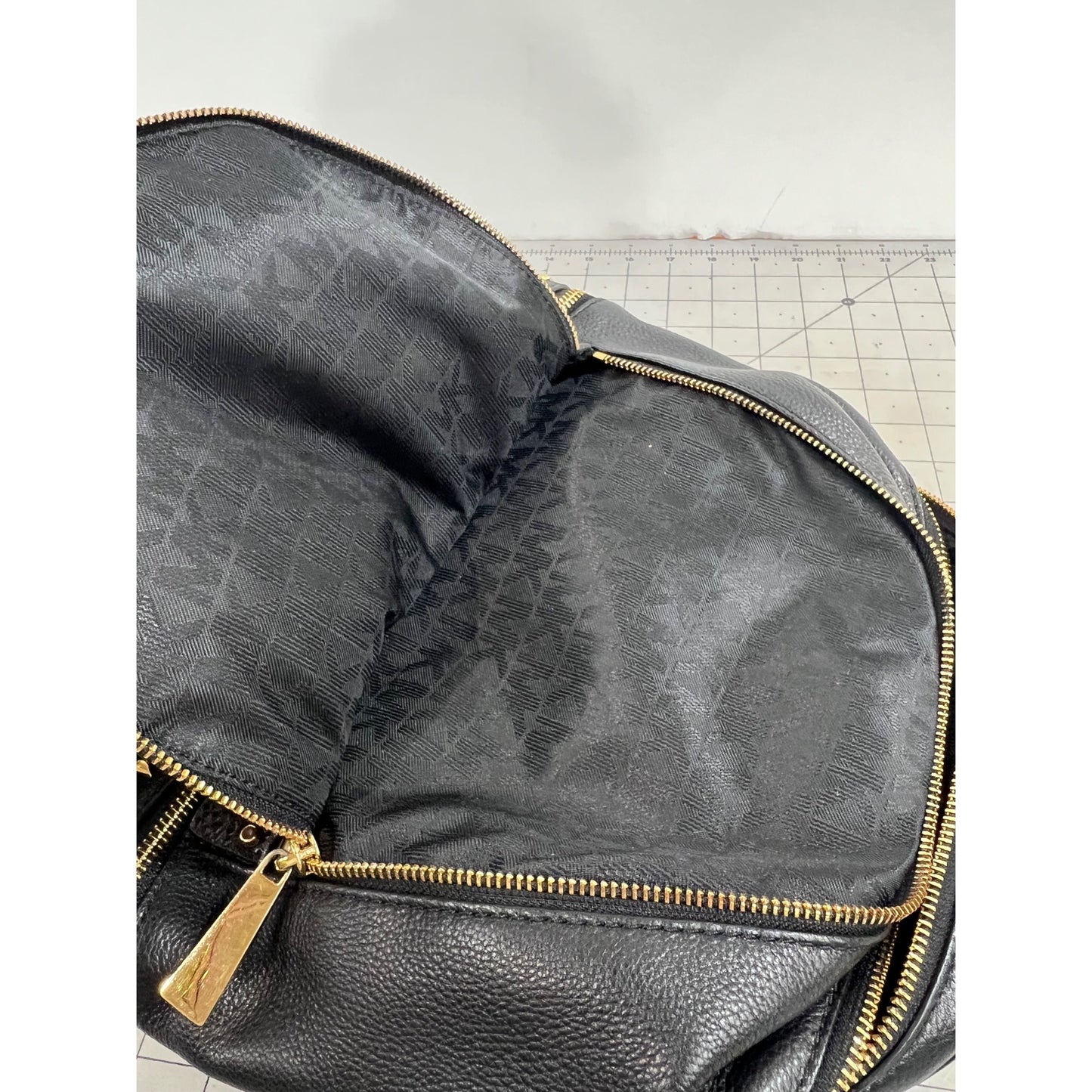 Michael Kors Black Leather Studded Rhea Zip Backpack  Gold Hardware
