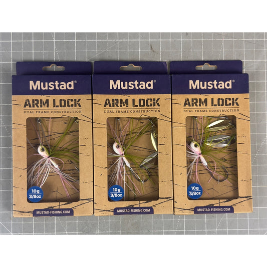 Mustad Arm Lock Spinner Bait 10g 3/8oz Wakasagi Dual Frame  Lot 3 Fishing Lures