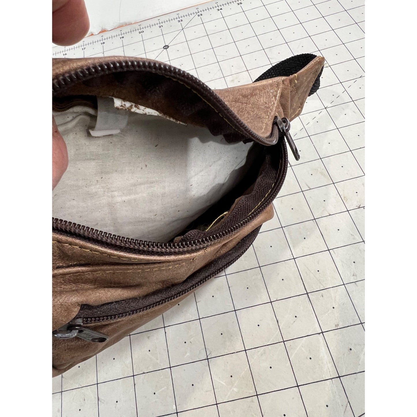 Vintage Brown Genuine Leather Fanny Pack Adjustable Strap Multiple Pockets