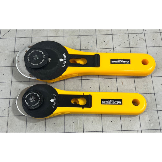 Olfa Rotary Cutter Set 45mm & 60mm Tungsten Steel Blades Yellow/Black pair