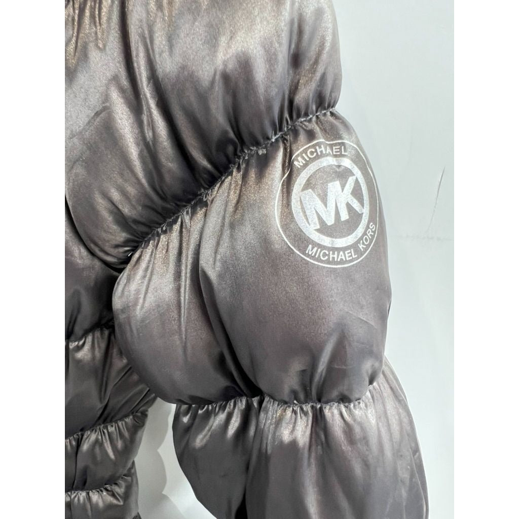 Michael Kors Womens Packable Down Jacket Puffer Style M Metallic Gray