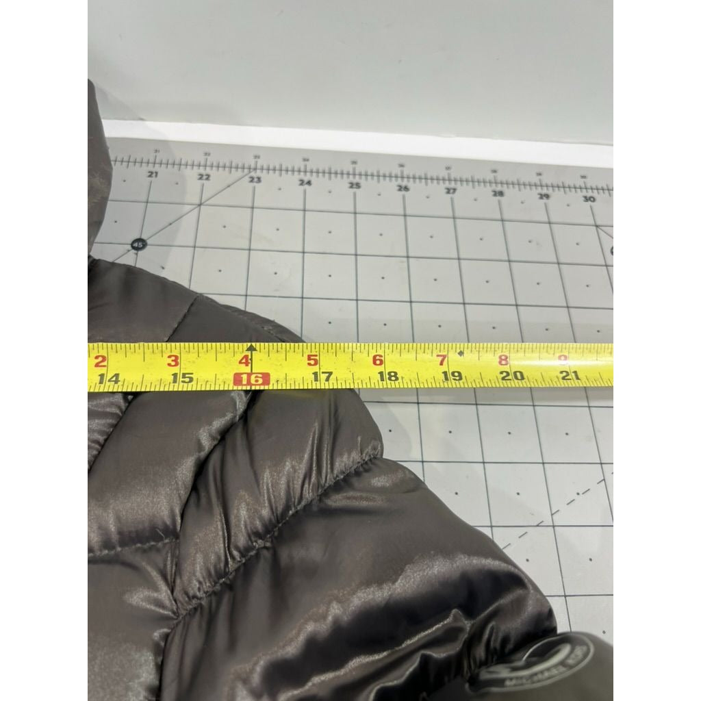 Michael Kors Womens Packable Down Jacket Puffer Style M Metallic Gray