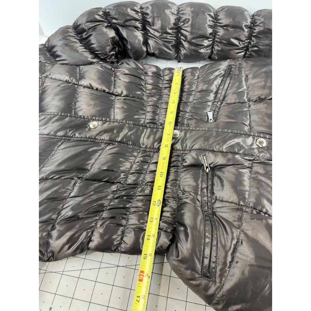 Michael Kors Womens Packable Down Jacket Puffer Style M Metallic Gray