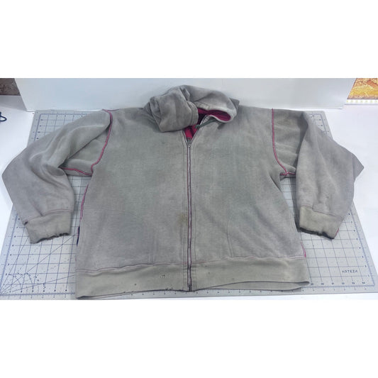Vintage IM Sports Beige Hoodie Red Waffle Lining Men's L Chore Jacket Barn Find