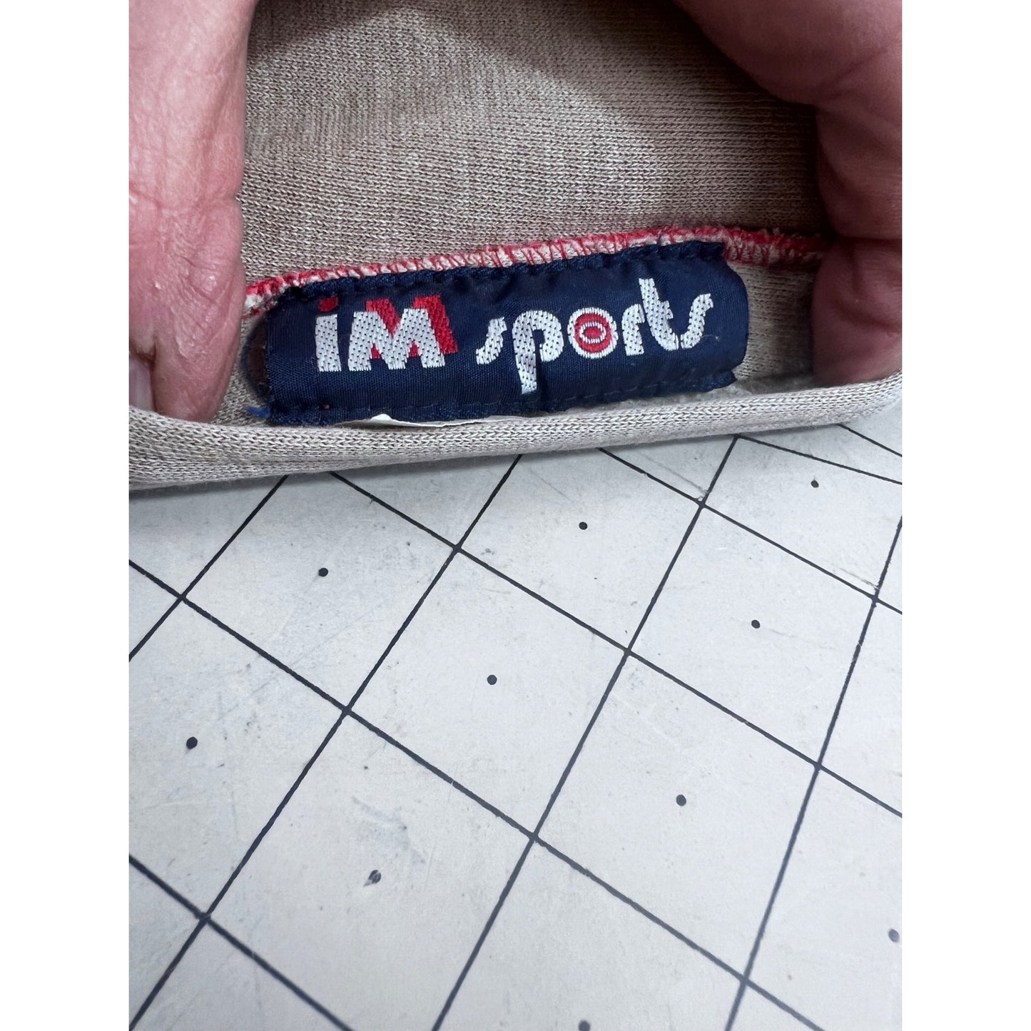 Vintage IM Sports Beige Hoodie Red Waffle Lining Men's L Chore Jacket Barn Find