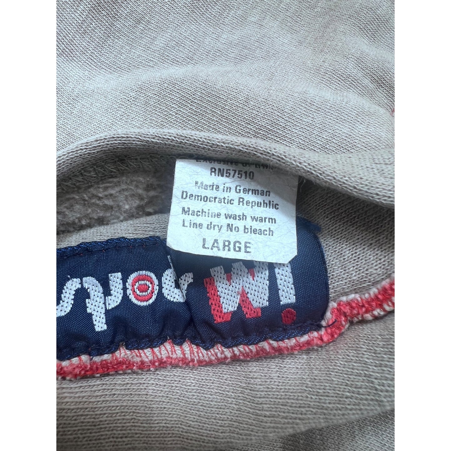 Vintage IM Sports Beige Hoodie Red Waffle Lining Men's L Chore Jacket Barn Find