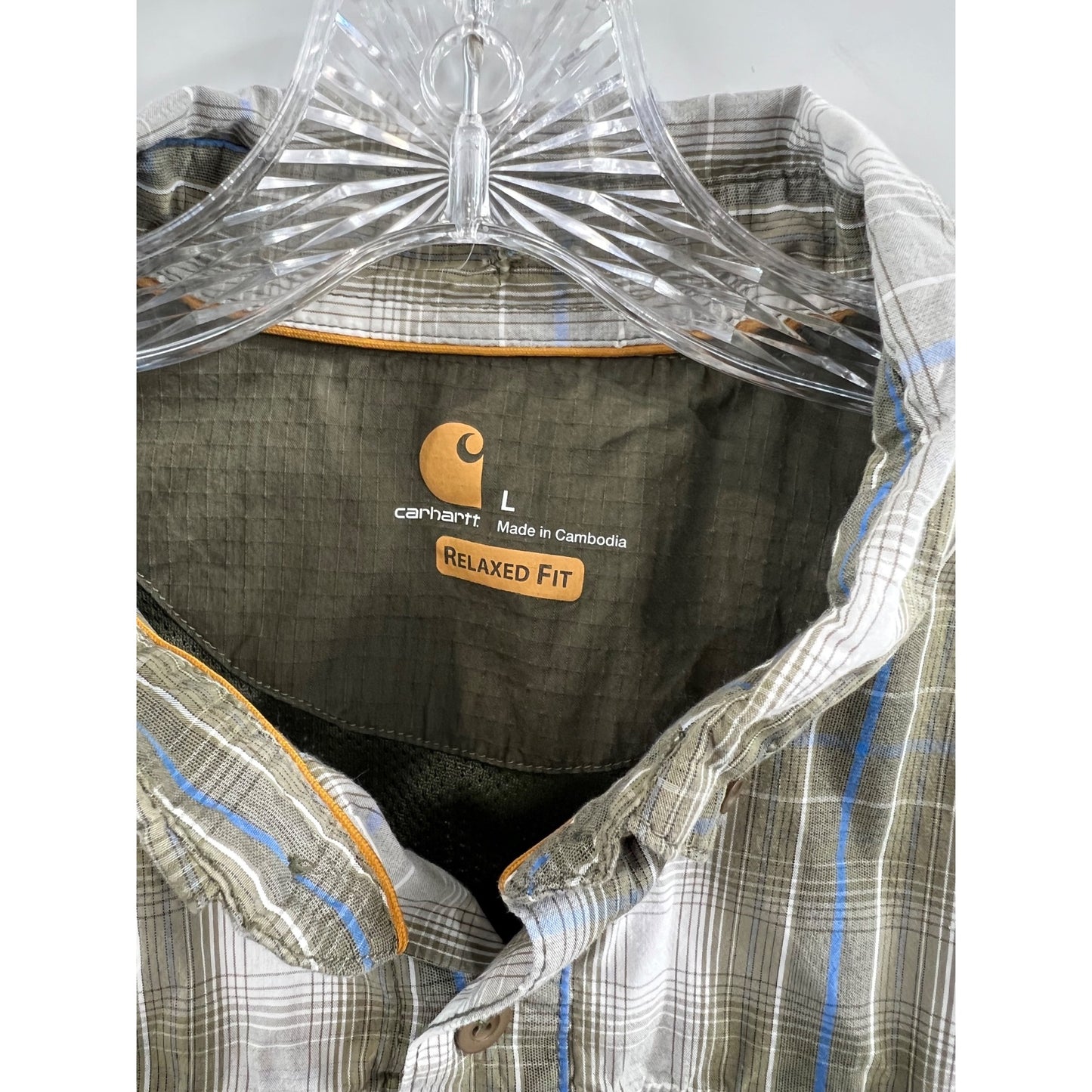 Carhartt Relaxed Fit Plaid Short Sleeve Button Down Shirt Men’s Sz. L Relaxed