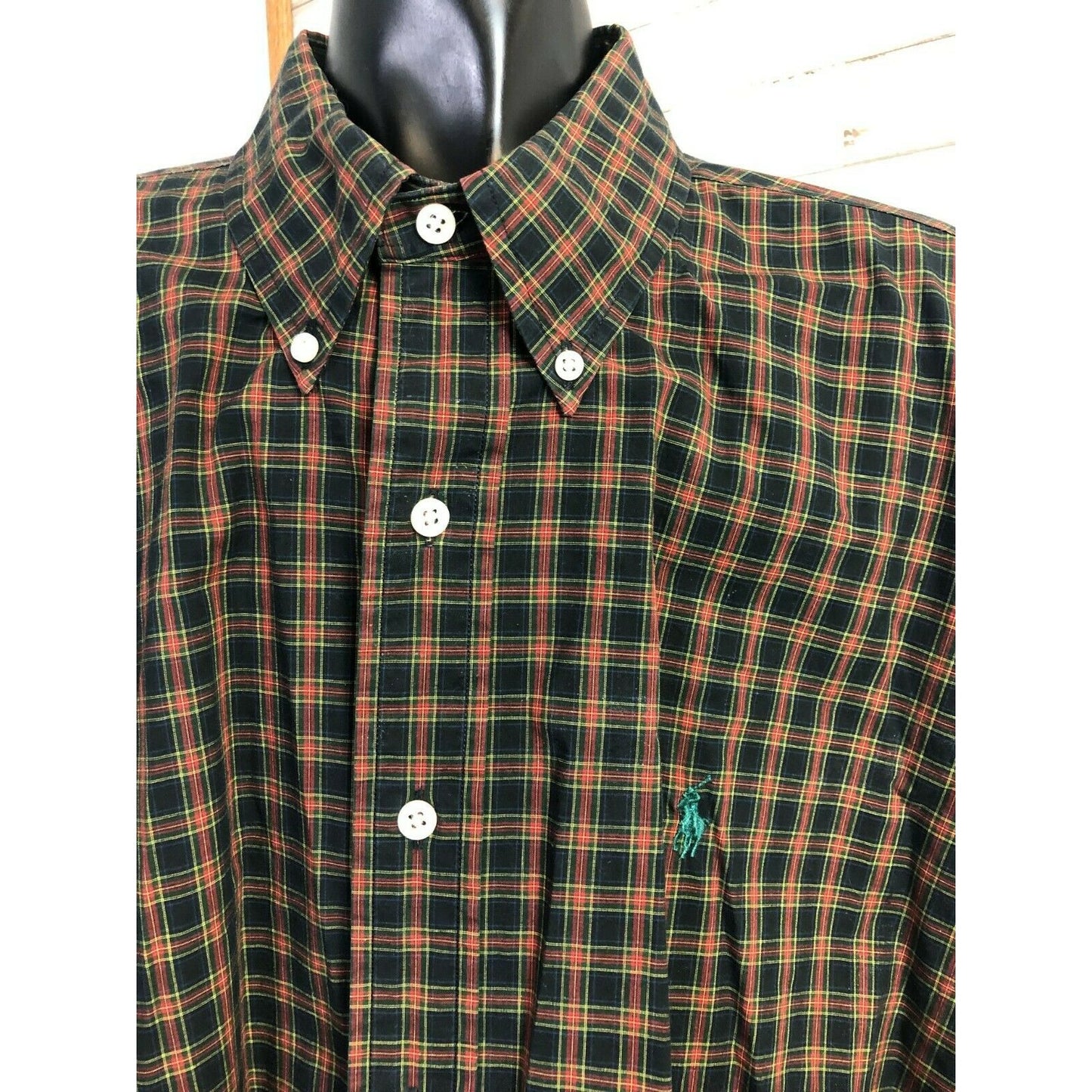 Ralph Lauren Men's XL Multicolor Plaid Button-Down Shirt 100% Cotton Long Sleeve