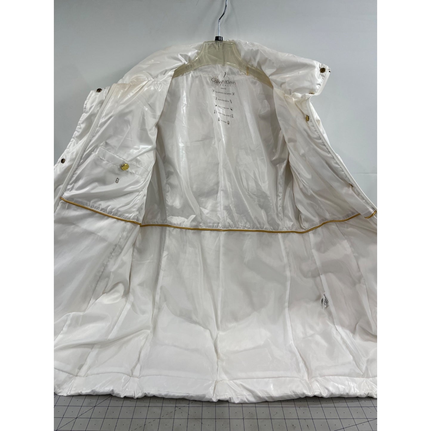 Calvin Klein White Puffer Jacket Down Fill Hidden Hood Women's Size M ~~minty~~