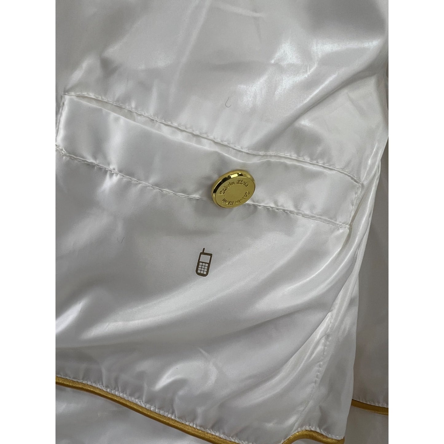 Calvin Klein White Puffer Jacket Down Fill Hidden Hood Women's Size M ~~minty~~