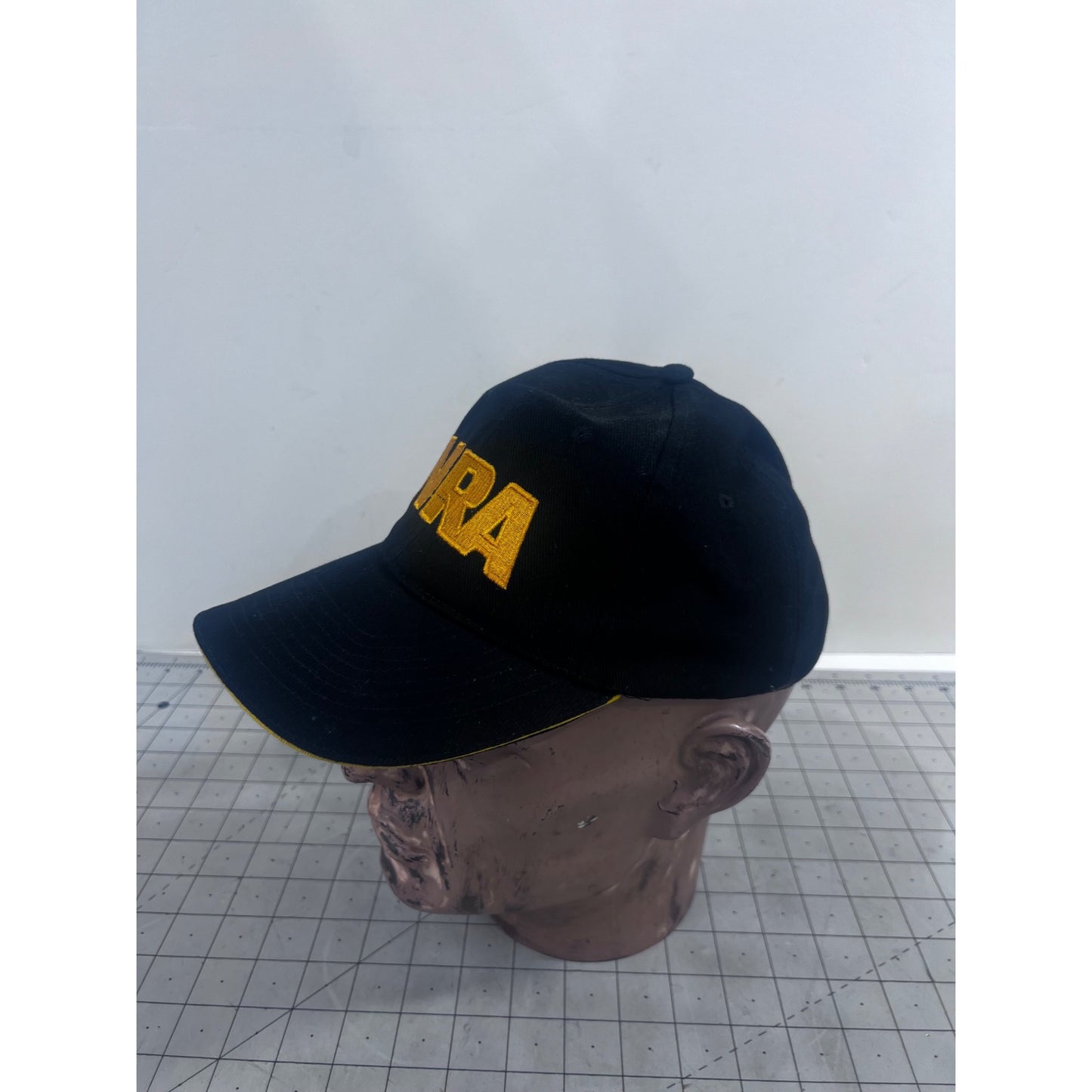 NRA Black Baseball Cap Yellow Embroidered Logo & Adjustable Strap vintage?