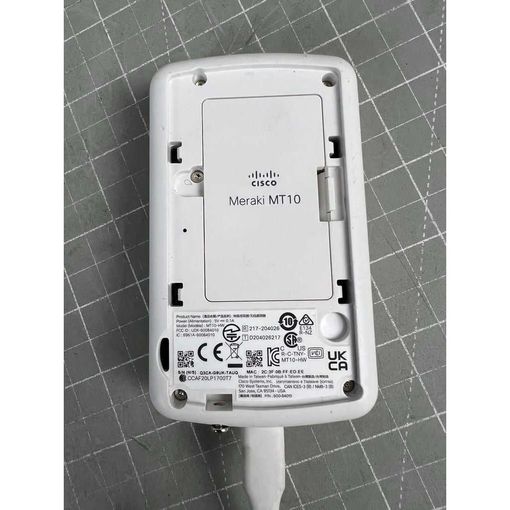 Cisco Meraki MT10 Environmental Sensor With Power Adapter & Cable