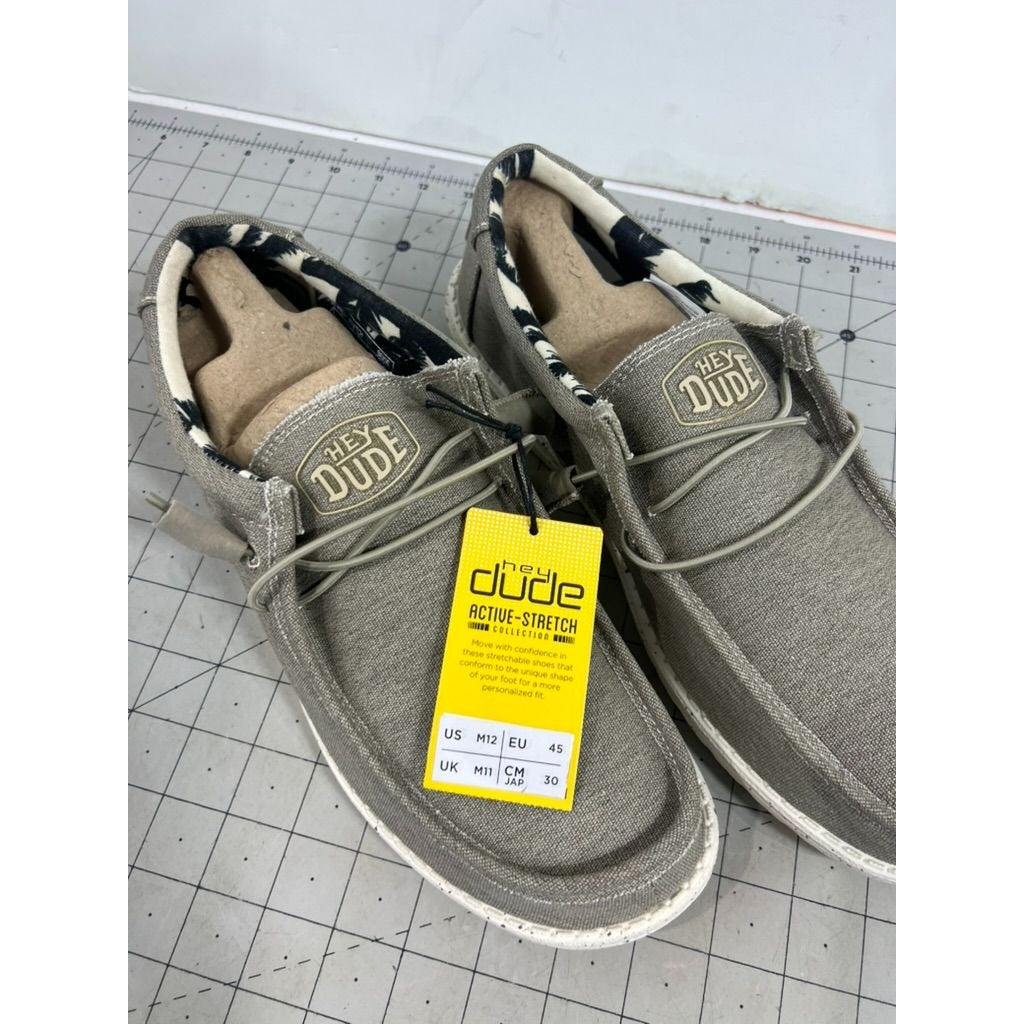 Hey Dude Men's Wally Stretch Casual Shoes Beige Sz. 12 New