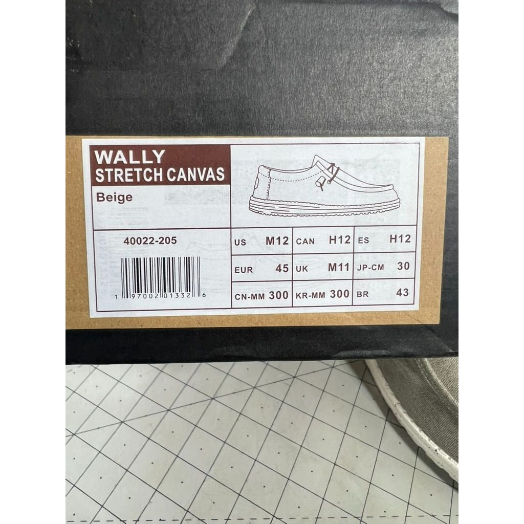 Hey Dude Men's Wally Stretch Casual Shoes Beige Sz. 12 New