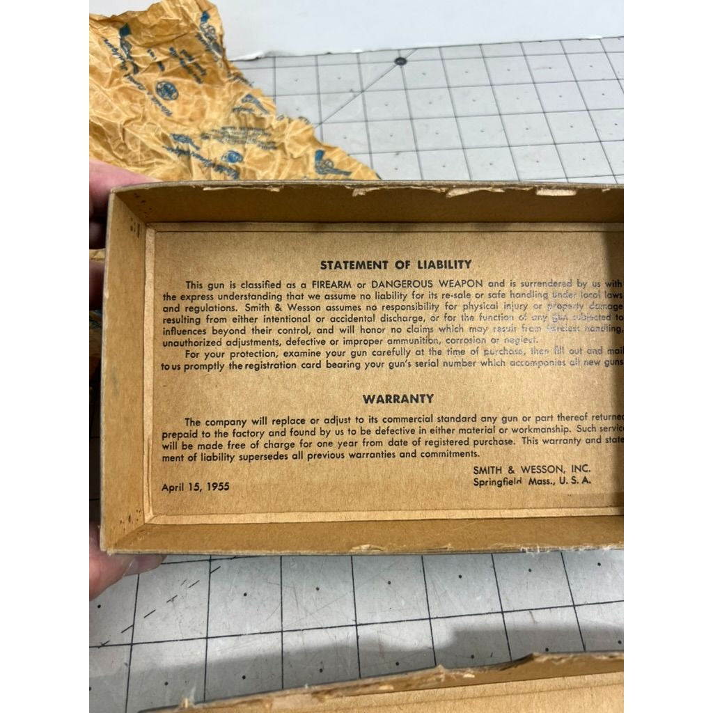 Smith & Wesson Model 32 Terrier Box Paper & Cleaning Rod 1955 Vintage Box Only
