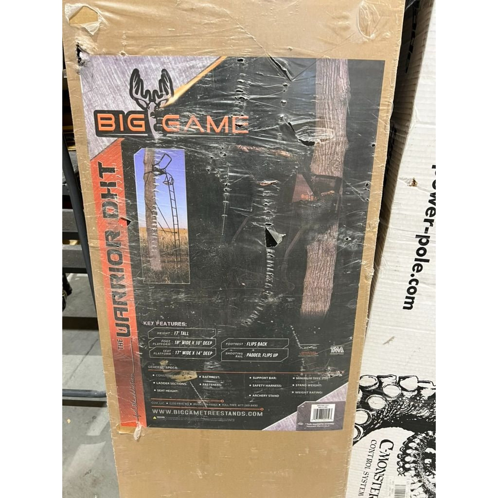Big Game The Warrior DXT Ladder Stand 17’  Flip-Up Shooting Rail 300 Lb Capacity