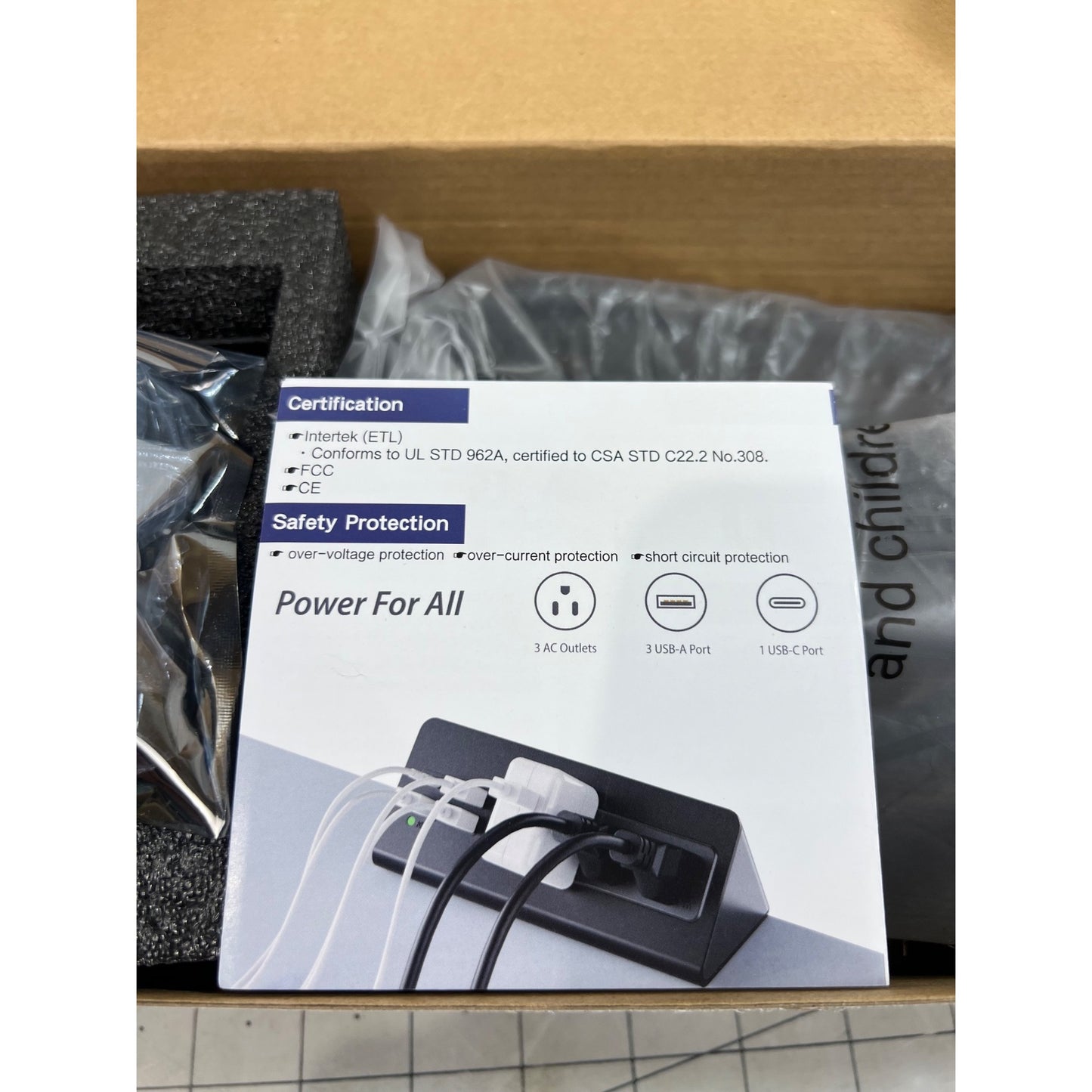 Nightstand Edge Mount Power Strip USB-C Port 3 AC Outlets Fast Charging USB Port
