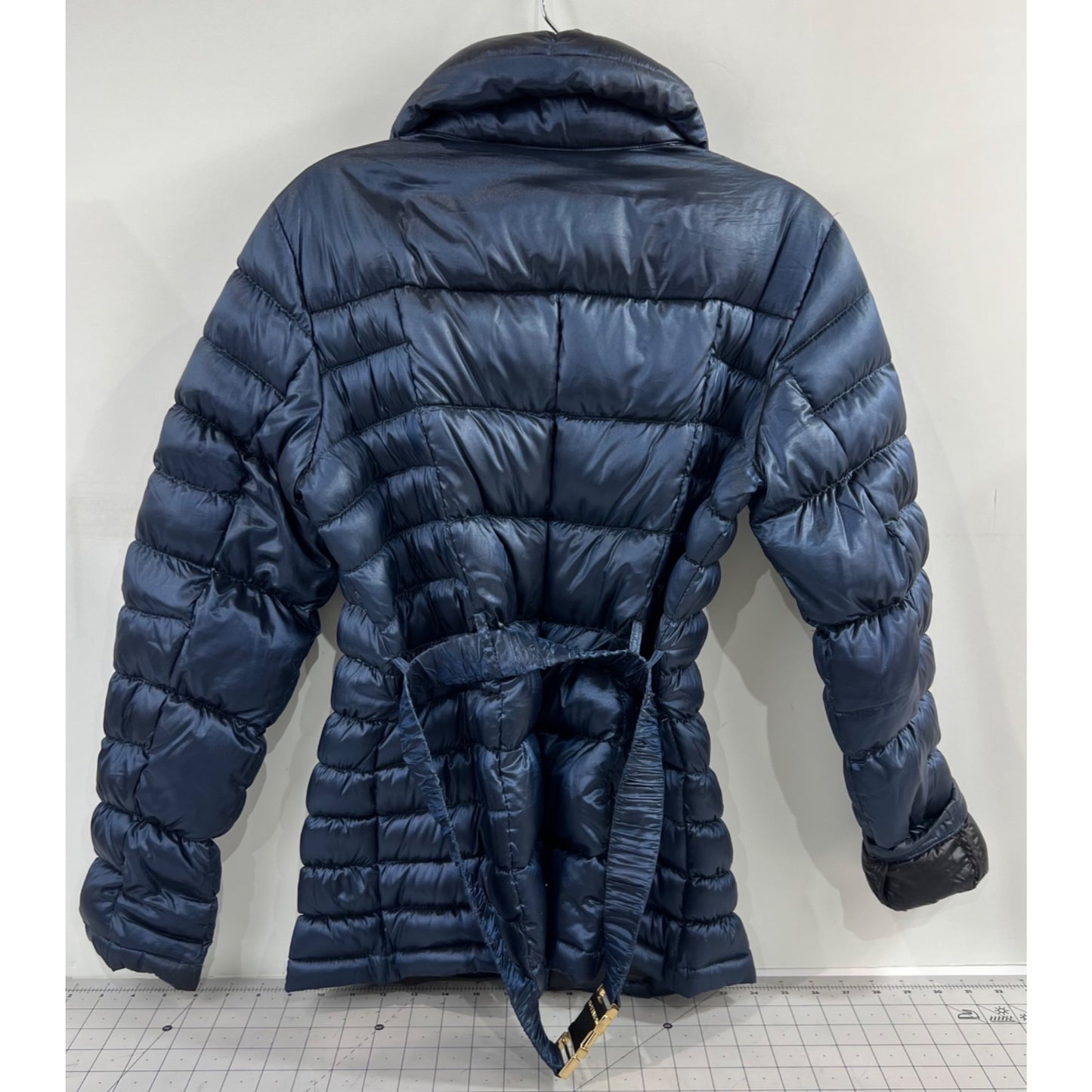 Michael Kors Women's Packable Down Puffer Jacket Navy Blue Gold Accents Sz. M