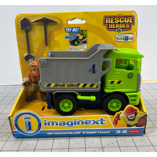 Imaginext Rescue Heroes Rip Rockefeller & Dump Truck Toy With Lights & Sounds New