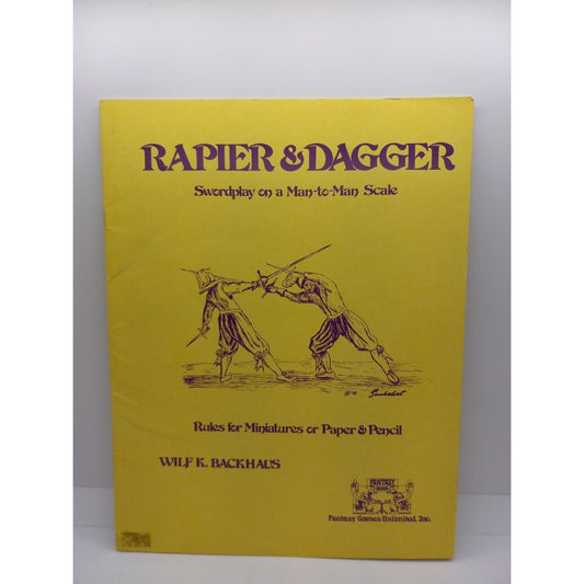 Vintage Rapier & Dagger Swordplay On a Man-toMan Scale Rules for Miniatures FGU