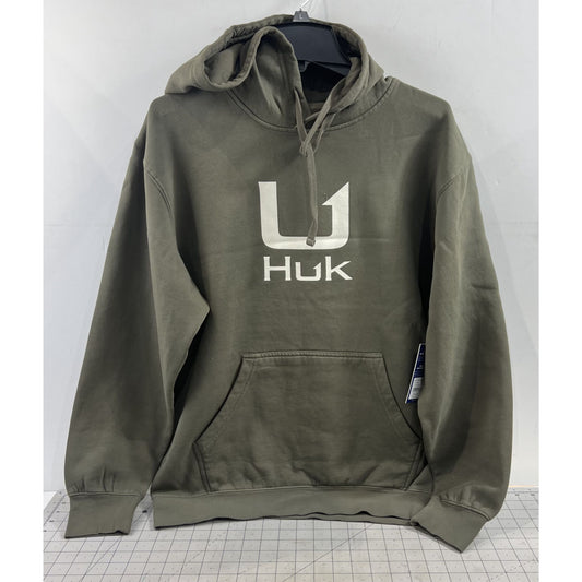 HUK Barb U Cotton Fleece Hoodie Sweatshirt Moss Men’s Sz. M New