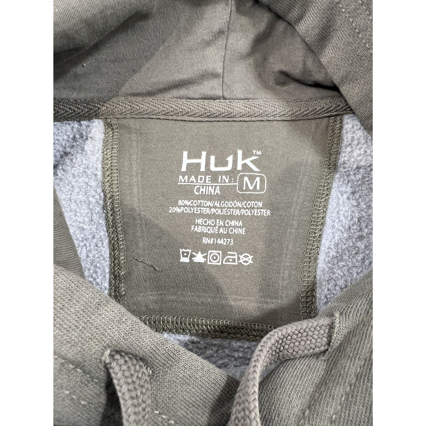 HUK Barb U Cotton Fleece Hoodie Sweatshirt Moss Men’s Sz. M New