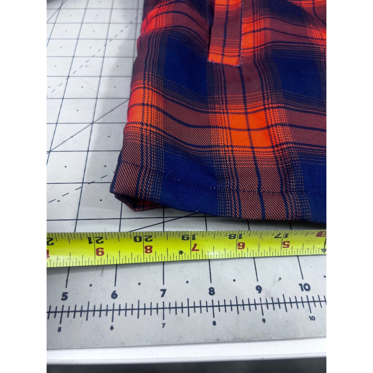 Men's Quilted Flannel Shirt Jacket Plaid Blue & Orange Sz. L Pearl Snap Vintage