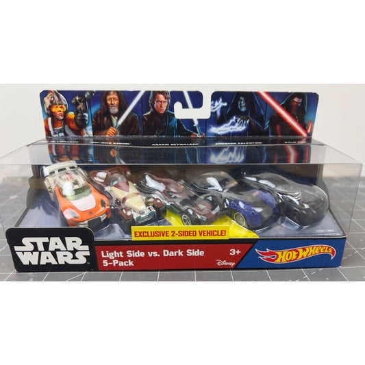 Star Wars Hot Wheels Light Side Vs. Dark Side 5-Pack 2-Sided Vehicle Anakin Obi-Wan Kylo