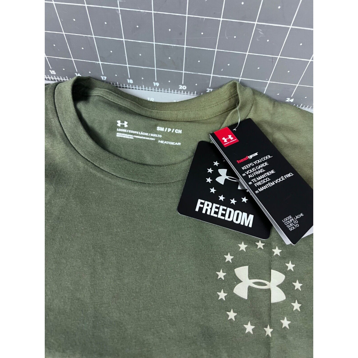 Men's Under Armour Freedom Flag Logo Tactical T-Shirt NEW Size S