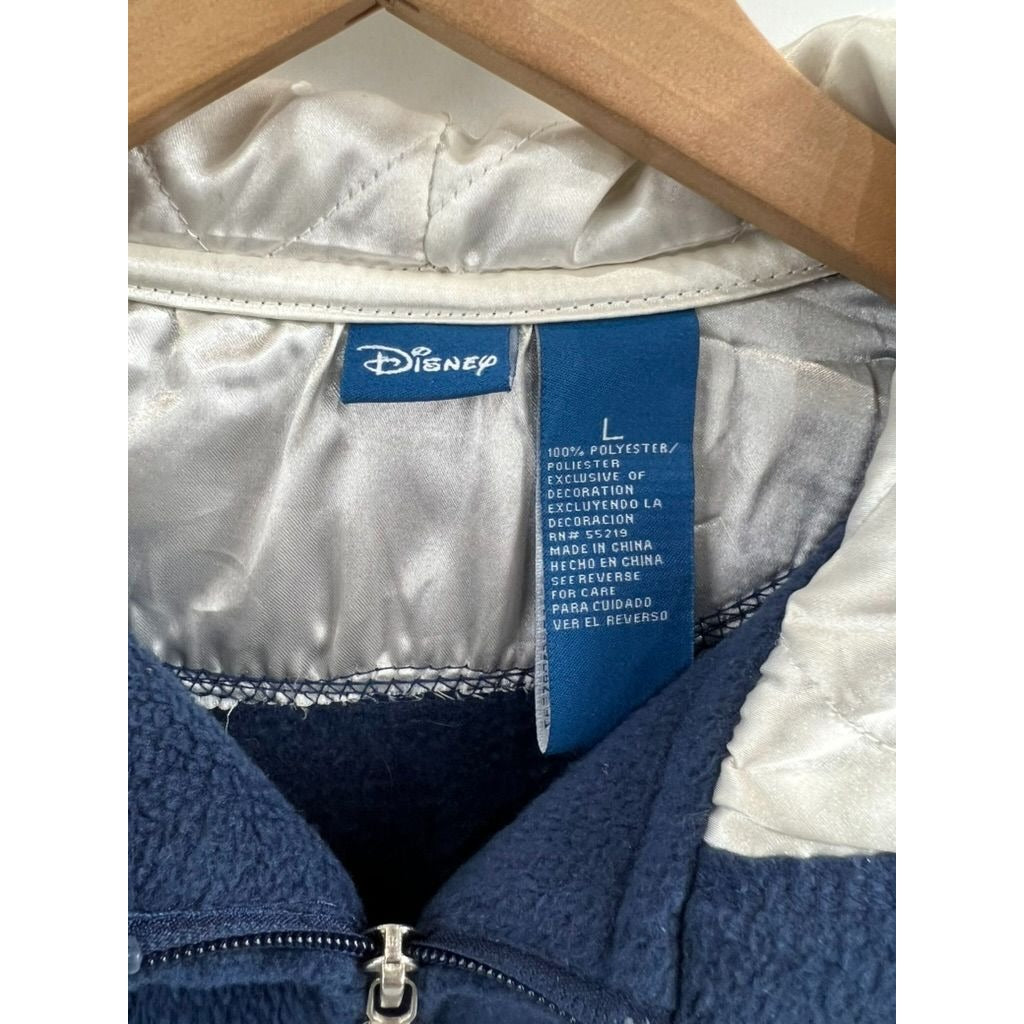 Vintage Disney Classic Mickey Fleece Jacket w/ Hood Women’s Sz. L Blue & White