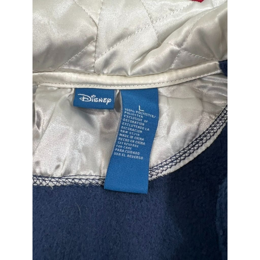 Vintage Disney Classic Mickey Fleece Jacket w/ Hood Women’s Sz. L Blue & White