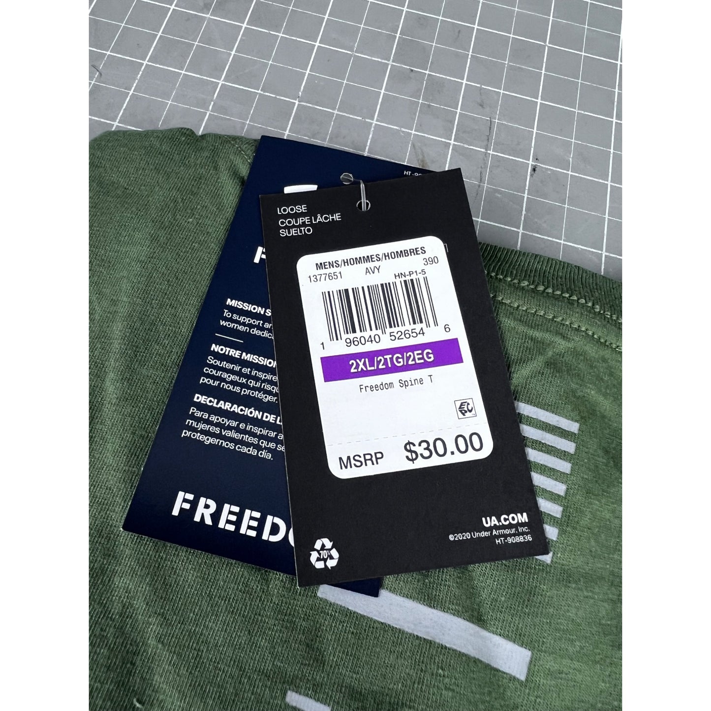 Under Armour Freedom Spine Men's Size 2XL OD Green T-Shirt NEW