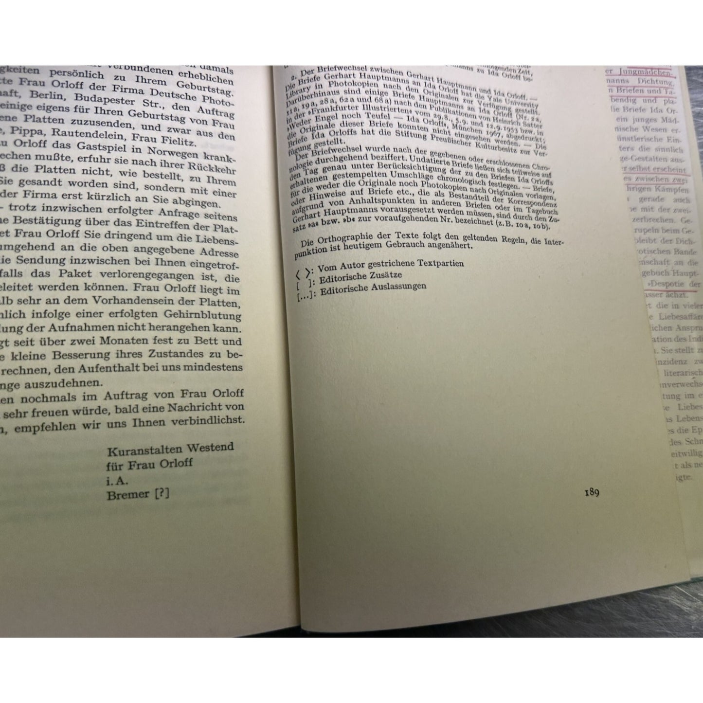 Vintage 1969 German Book Gerhart Hauptmann Ida Orloff Poetic Passion Documentation