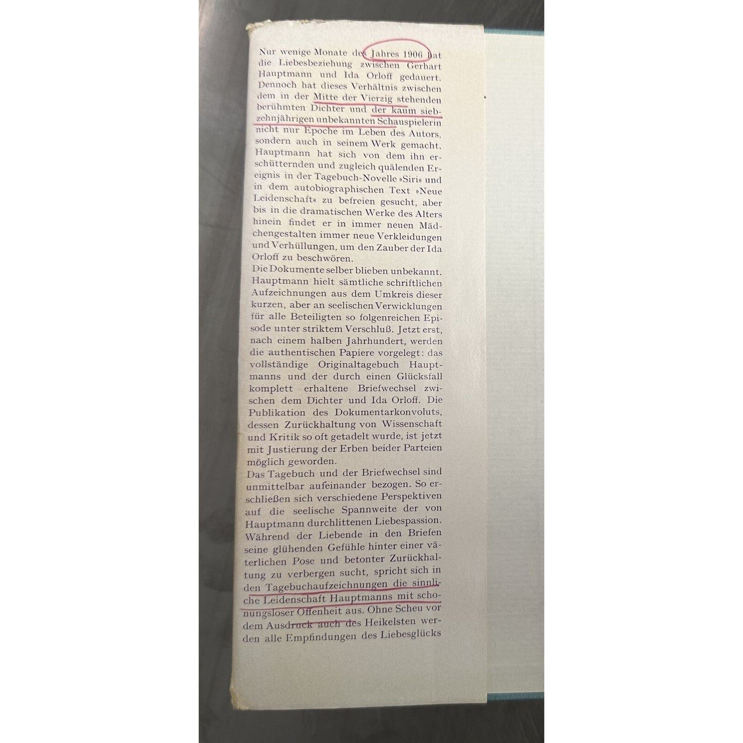 Vintage 1969 German Book Gerhart Hauptmann Ida Orloff Poetic Passion Documentation
