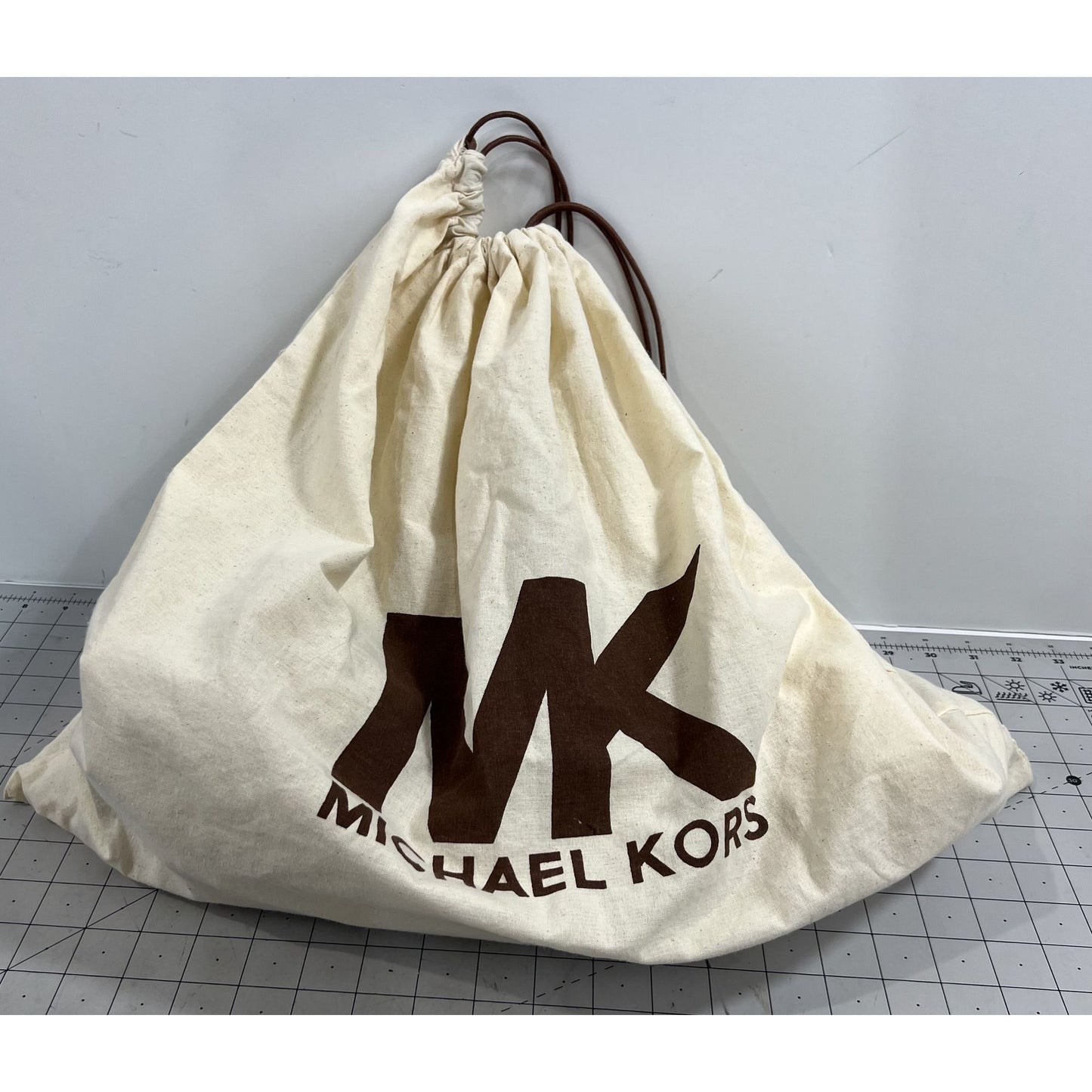 Michael Kors Gold Leather Shoulder Bag w/ Chain Accent & Canvas Storage Bag MK