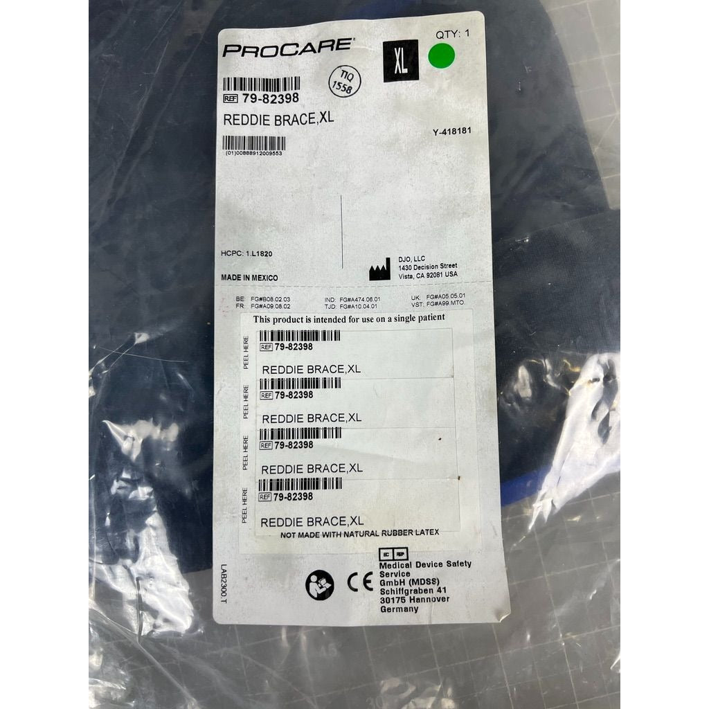 ProCare Reddie Knee Brace XL 23"-25.5" Neoprene Wraparound Patella Black New