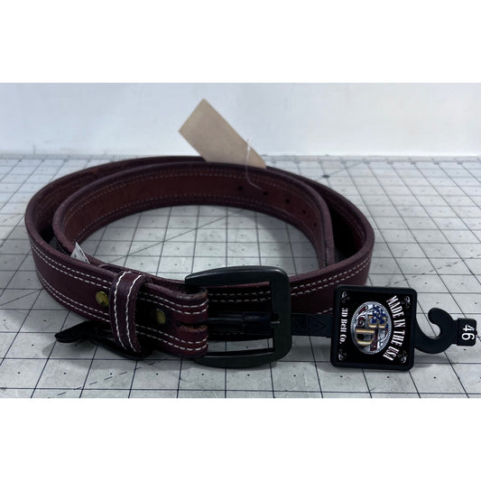 Men’s  Brown Leather 3D Belt Co.  Sz. 46 Genuine Leather USA Metal Buckle New