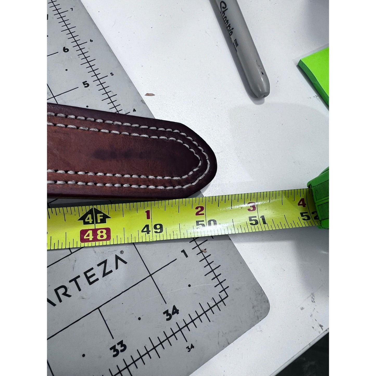 Men’s  Brown Leather 3D Belt Co.  Sz. 46 Genuine Leather USA Metal Buckle New