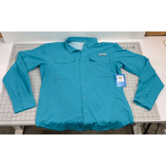 Columbia Men's PFG Blood and Guts IV Woven Long Sleeve Shirt Sz. M Ocean Teal