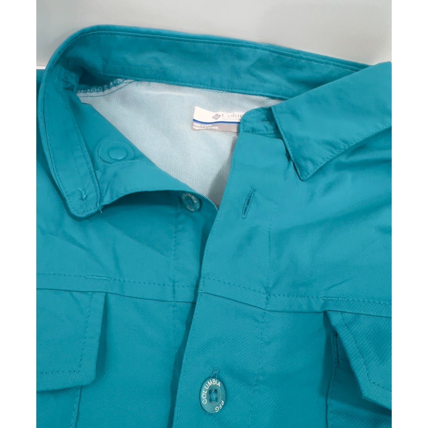 Columbia Men's PFG Blood and Guts IV Woven Long Sleeve Shirt Sz. M Ocean Teal