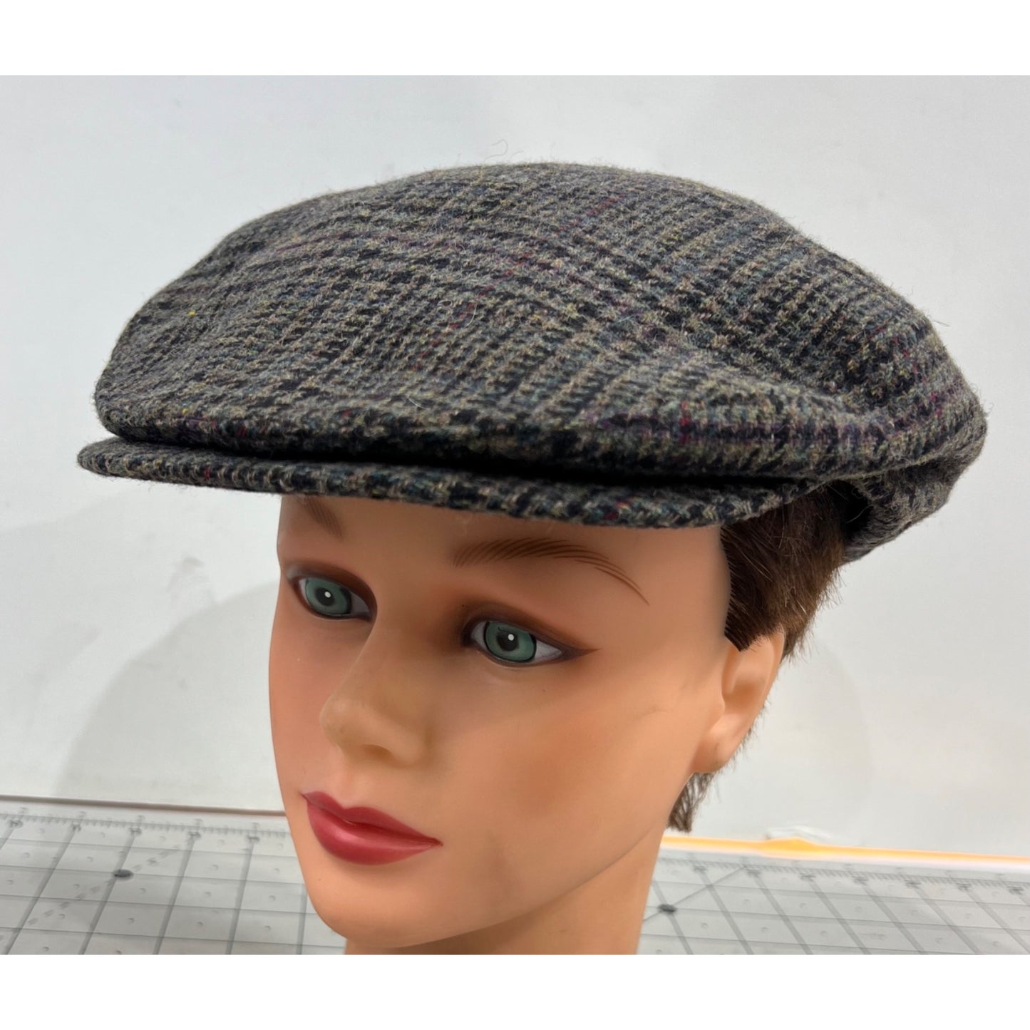 Pendleton Men’s Wool Tweed Newsboy Flat Cap Large Gray/Purple Plaid Vintage