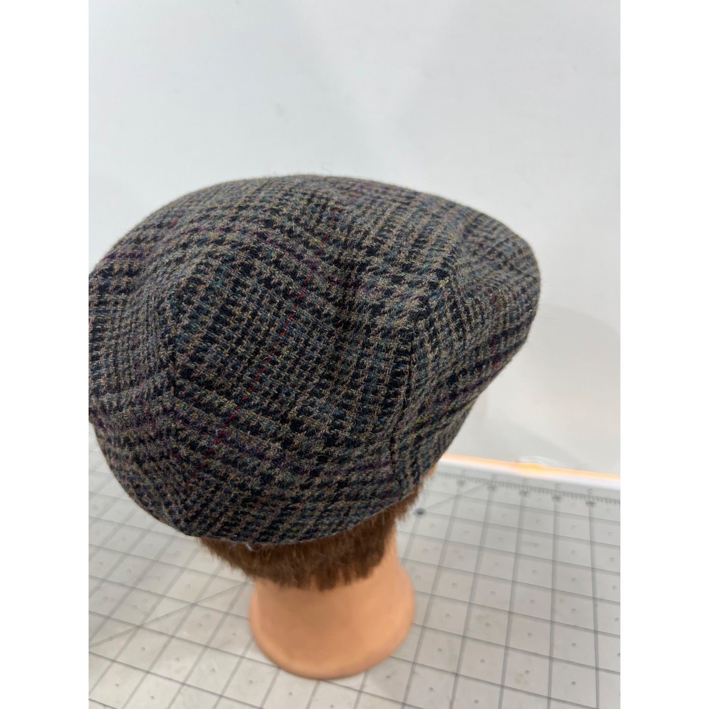 Pendleton Men’s Wool Tweed Newsboy Flat Cap Large Gray/Purple Plaid Vintage