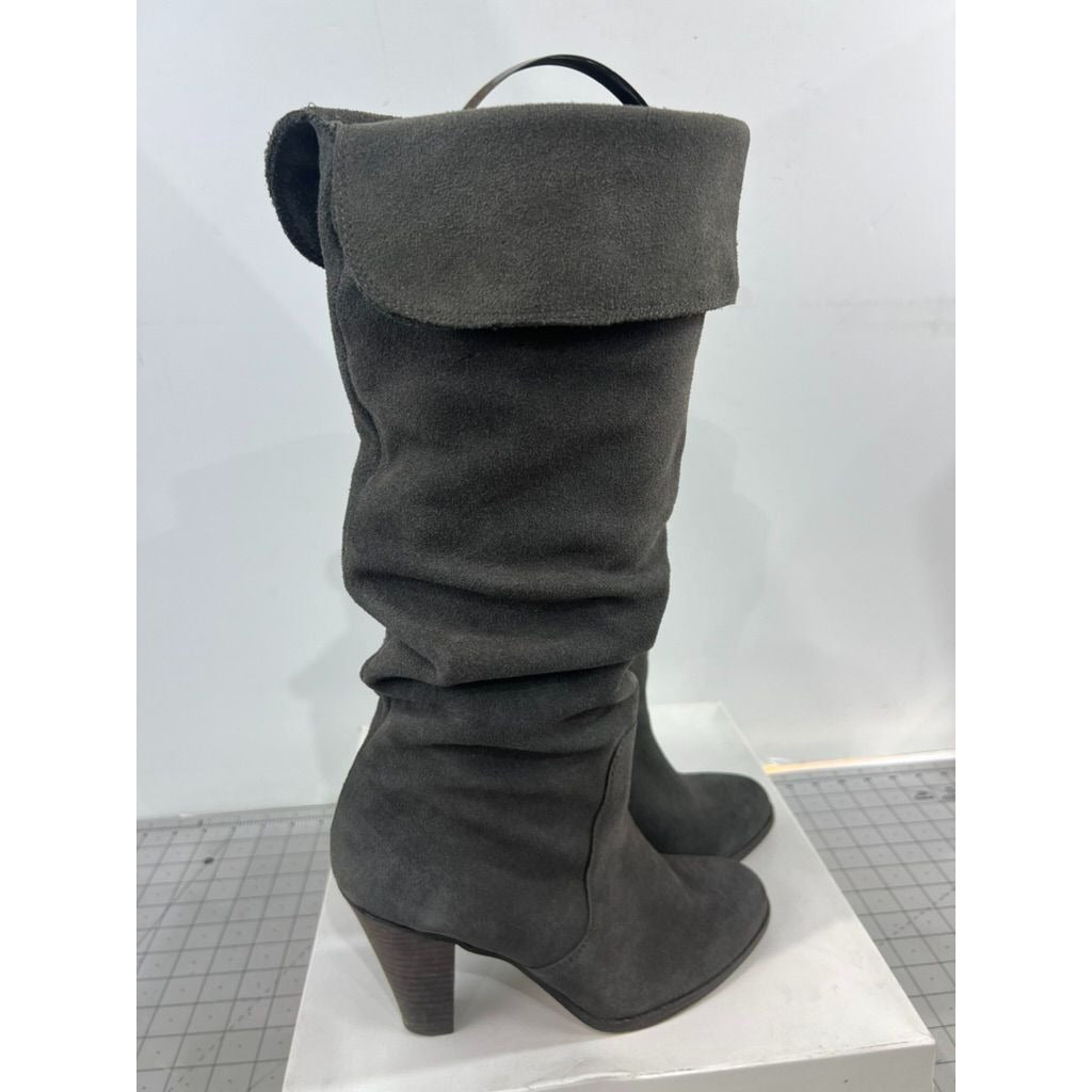 Bakers Bonnie Gray Suede Slouchy Knee-High Boots Sz. 8.5 Folded Cuff  Block Heel