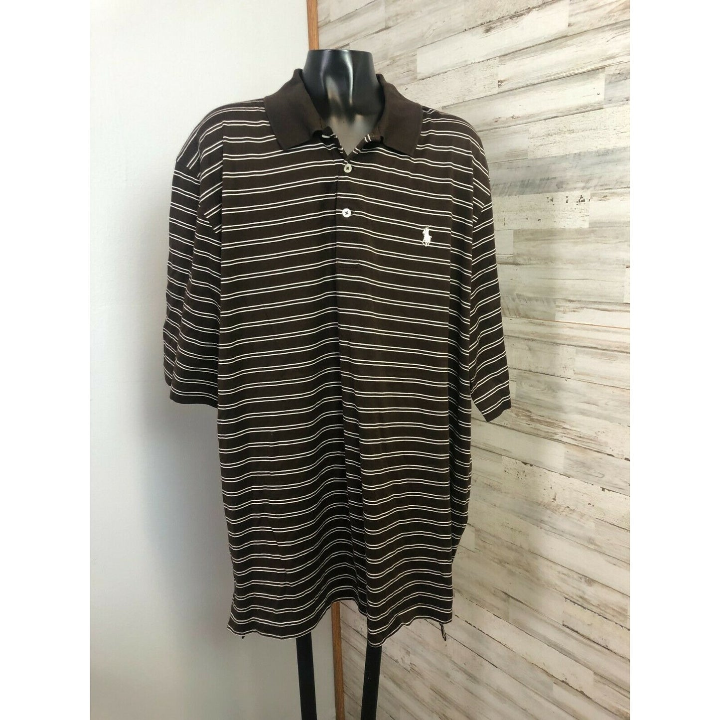 Ralph Lauren Polo Golf Men's Shirt Brown & Cream Stripe 100% Cotton XL