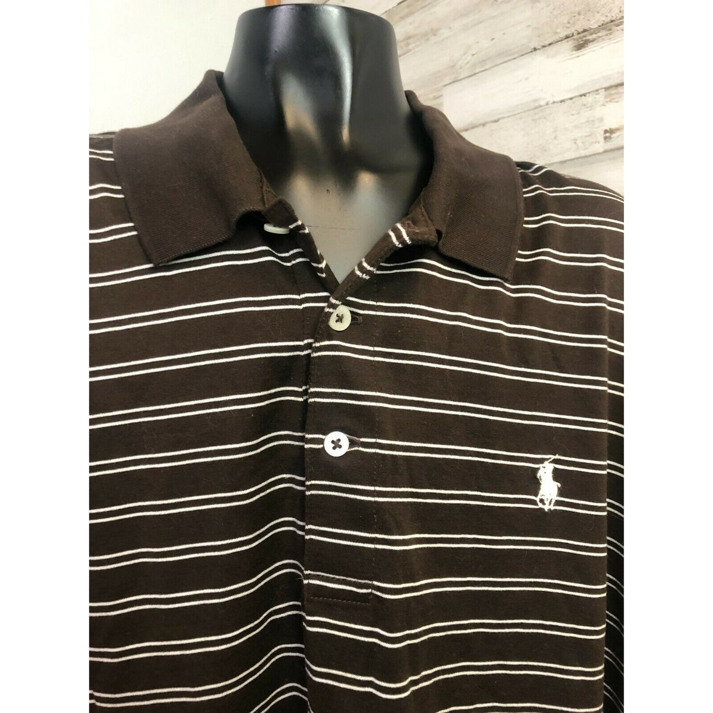 Ralph Lauren Polo Golf Men's Shirt Brown & Cream Stripe 100% Cotton XL