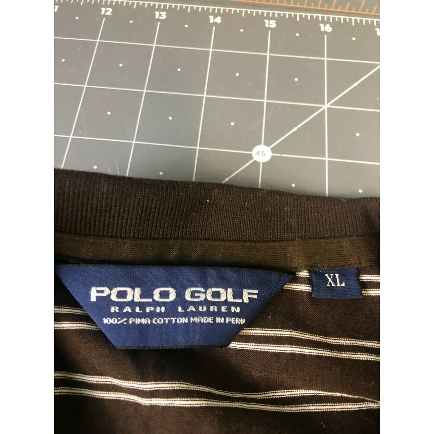 Ralph Lauren Polo Golf Men's Shirt Brown & Cream Stripe 100% Cotton XL