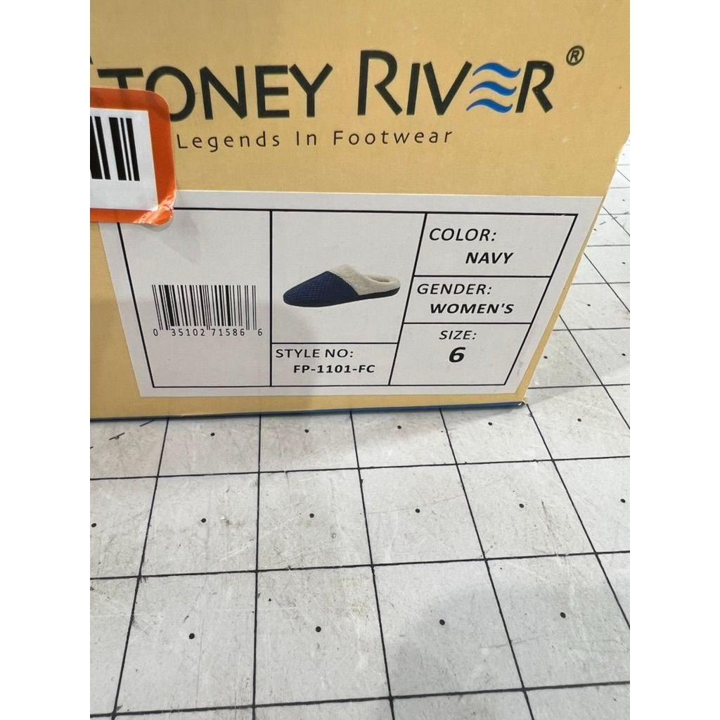 Stoney River Women's Slippers Navy Size 6 Cozy Indoor/Outdoor Fleece Lining