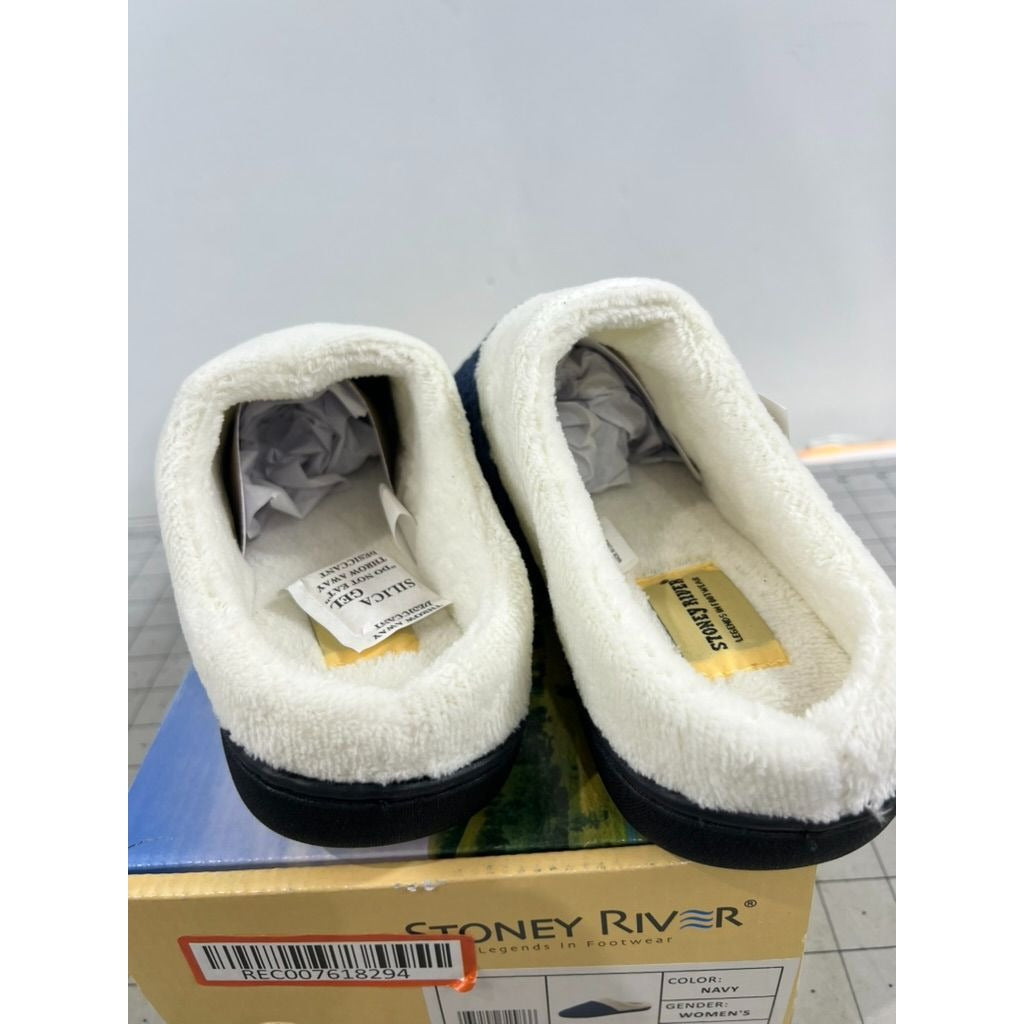 Stoney River Women's Slippers Navy Size 6 Cozy Indoor/Outdoor Fleece Lining
